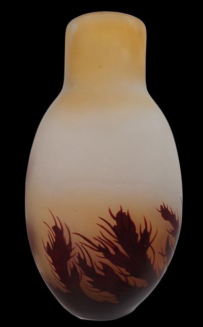 Émile GALLE - Vase en pate de verre à décor de feuillages et bourgeons, signé, Nancy 2
