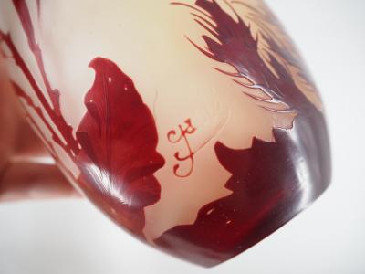 Émile GALLE - Vase en pate de verre à décor de feuillages et bourgeons, signé, Nancy 2