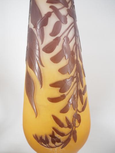 Émile GALLE - Vase en pate de verre à décor de glycines, signé, Nancy 2