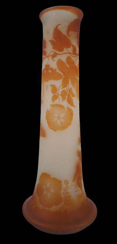 Émile GALLE - Important vase en pate de verre à décor de volubilis, signé, Nancy