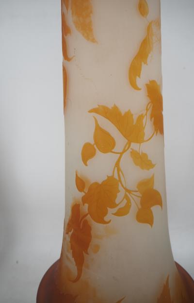 Émile GALLE - Important vase en pate de verre à décor de volubilis, signé, Nancy 2