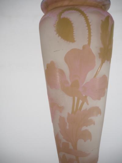 Émile GALLE - Important vase en pate de verre à décor de pavots, signé, Nancy 2