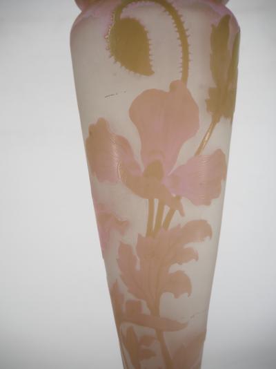 Émile GALLE - Important vase en pate de verre à décor de pavots, signé, Nancy 2