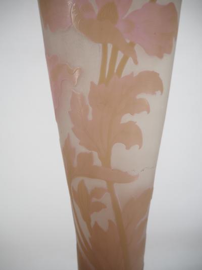 Émile GALLE - Important vase en pate de verre à décor de pavots, signé, Nancy 2