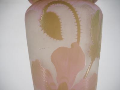 Émile GALLE - Important vase en pate de verre à décor de pavots, signé, Nancy 2