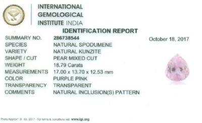 18,79 carats. Kunzite rose pourpre 2