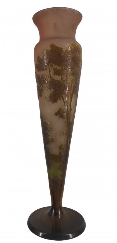 Émile GALLE - Vase en pate de verre à décor de forêt, signé, Nancy 2