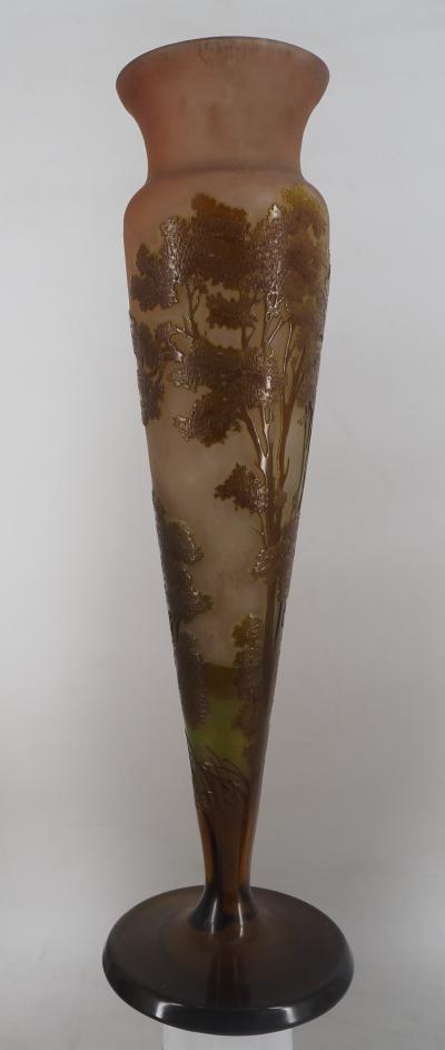 Émile GALLE - Vase en pate de verre à décor de forêt, signé, Nancy 2