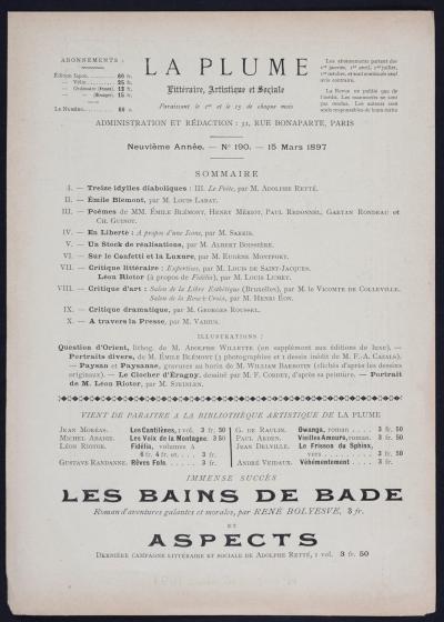 Alphonse MUCHA - La Plume, 1898 - Lithographie 2