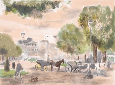 Suzanne HUMBERT - Rond Point des Champs Elysées, Paris, 1950 - Original lithograph 2