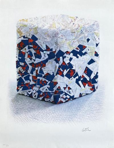 César - Compression billets Air France - Lithographie originale signée au crayon 2