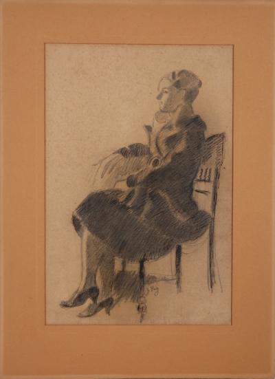 Jean PUY, Femme assise, crayon et encre 2