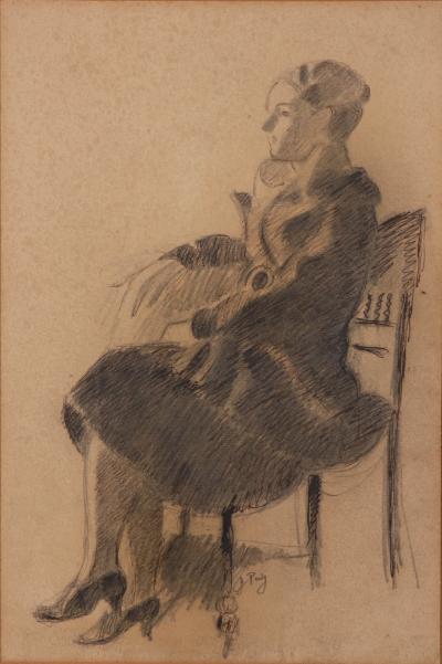 Jean PUY, Femme assise, crayon et encre 2