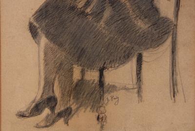 Jean PUY, Femme assise, crayon et encre 2
