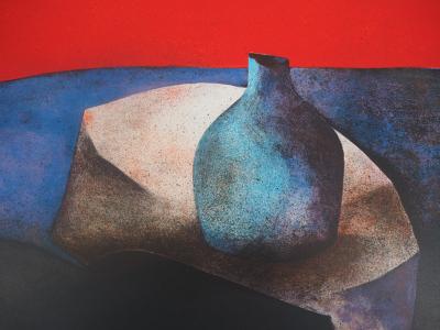Claude GAVEAU - Nature morte au vase - Lithographie originale signée 2