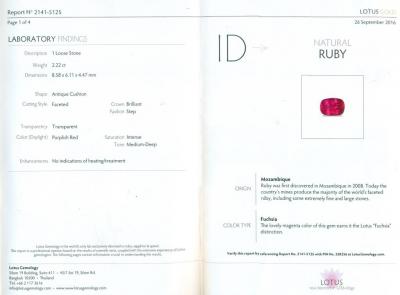 2,22 carats. Rubis non traité 2