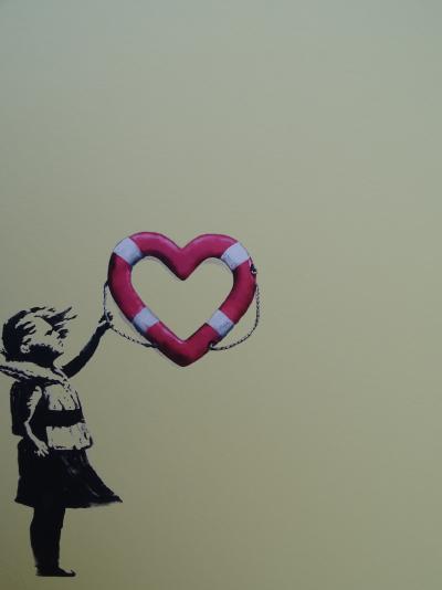 Banksy x Post Modern Vandal - Fille avec flotteur en forme de coeur, 2021 - Impression 2
