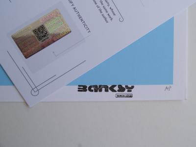 Banksy x Post Modern Vandal - Girl With Heart Shaped Float , (blue) 2021 - Estampe 2
