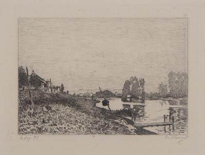 Alfred SISLEY - Bord de rivière, 1873 - Gravure, signée 2