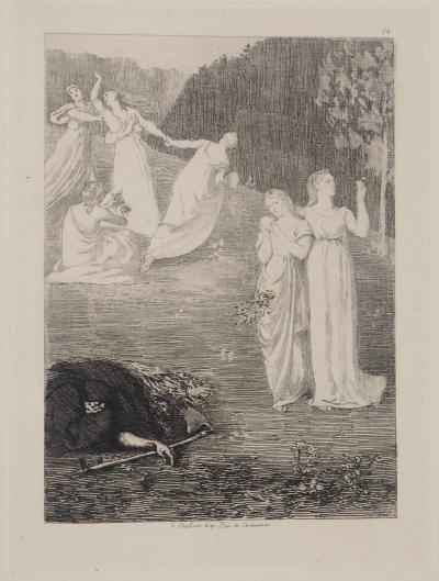 PUVIS DE CHAVANNES - Allegory, the Reaper, 1873 - Engraving, signed 2