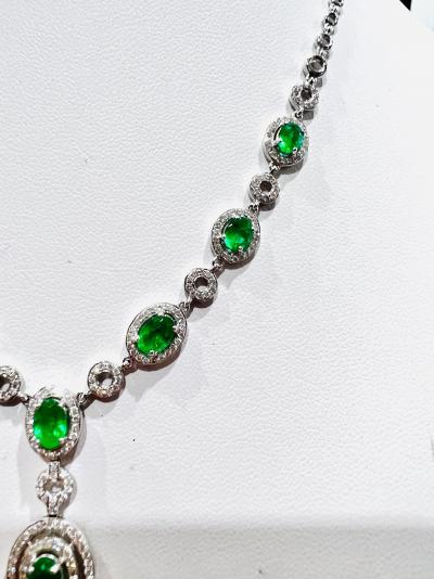 Collier émeraude et diamants en or blanc 18 carats, émeraudes de qualité gemme naturelle 2/75 carats 2