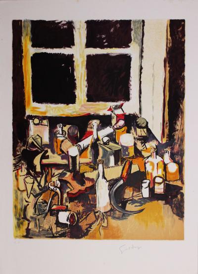 Renato GUTTUSO - Oggetti sul tavolo e finestra di sera, 1982 - Lithographie signée à la main 2