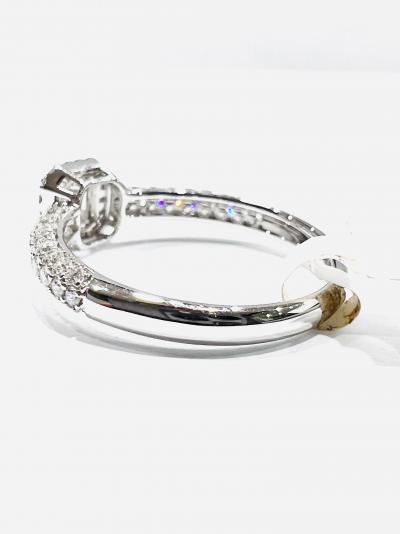 Bague en or blanc 18 carats taille princesse avec diamants Halo pavés, diamant 0,963 ct 2