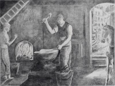 Hermine DAVID - Forgeron, 1946 - Gravure 2