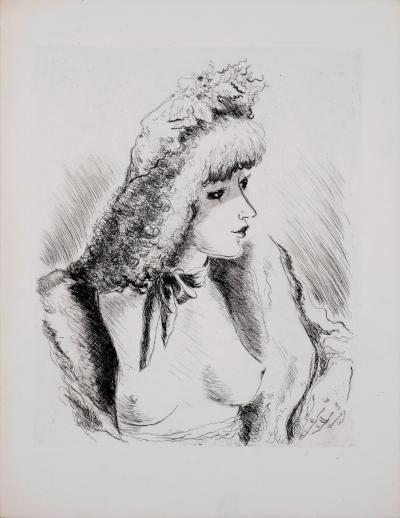 André DIGNIMONT - Regard amoureux, Portrait de femme, 1946 - Etching (Eau-forte) 2