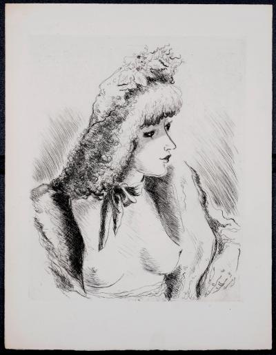 André DIGNIMONT - Regard amoureux, Portrait de femme, 1946 - Etching (Eau-forte) 2