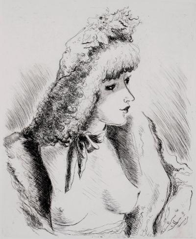 André DIGNIMONT - Regard amoureux, Portrait de femme, 1946 - Etching (Eau-forte) 2