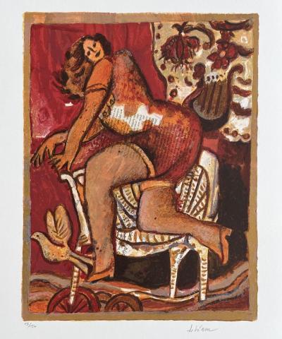 Théo Tobiasse - Woman in an armchair - Original lithograph signed and numbered in pencil 2