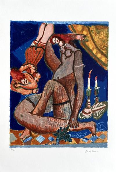 Théo Tobiasse - Deux femmes discutant - Lithographie originale signée et numérotée au crayon 2