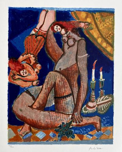 Théo Tobiasse - Deux femmes discutant - Lithographie originale signée et numérotée au crayon 2
