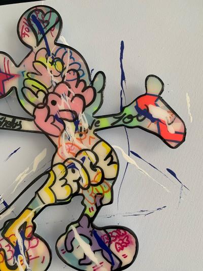 Shelby - Mickey Peace - Métal peint fixé sur toile 2