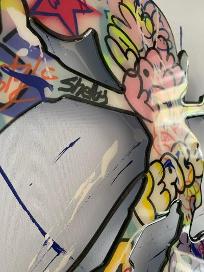Shelby - Mickey Peace - Métal peint fixé sur toile 2