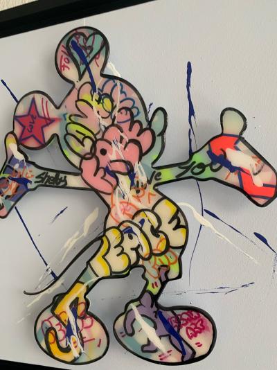 Shelby - Mickey Peace - Métal peint fixé sur toile 2