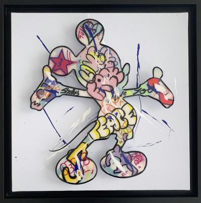Shelby - Mickey Peace - Métal peint fixé sur toile 2