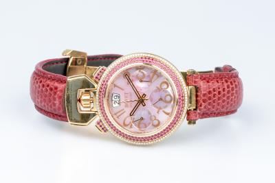 Montre Bovet saphirs roses diamants en or rose 18 carats 2