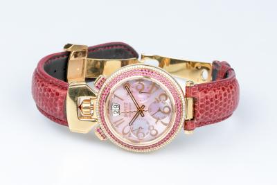 Montre Bovet saphirs roses diamants en or rose 18 carats 2