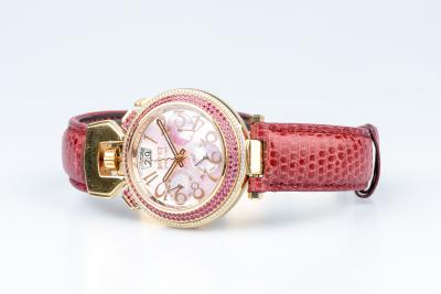 Montre Bovet saphirs roses diamants en or rose 18 carats 2