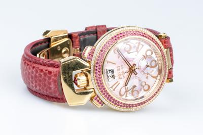 Montre Bovet saphirs roses diamants en or rose 18 carats 2