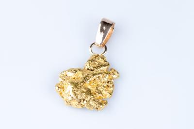 Pendentif Pépite véritable en or jaune 24 carats (999) 2