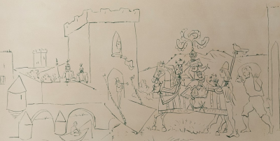 Pablo Picasso - L’Arrivée du chevalier - Lithographie en couleurs 2
