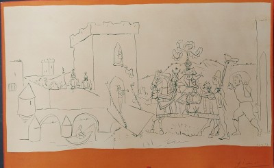 Pablo Picasso - L’Arrivée du chevalier - Lithographie en couleurs 2