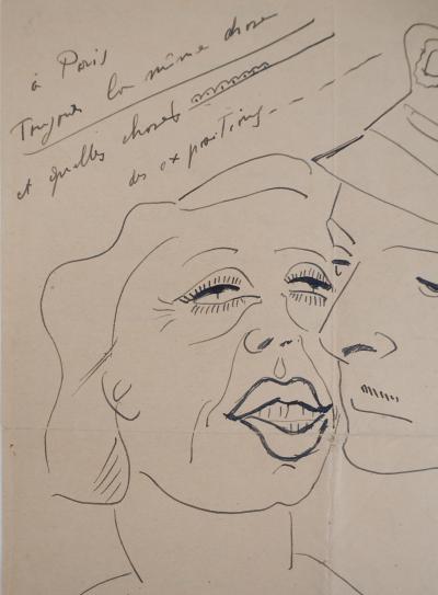Francis PICABIA - Couple : le baiser, 1949 - Dessin original à l’encre signé 2