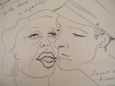 Francis PICABIA - Couple : le baiser, 1949 - Dessin original à l’encre signé 2