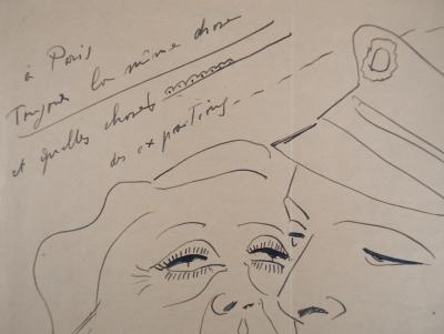 Francis PICABIA - Couple : le baiser, 1949 - Dessin original à l’encre signé 2