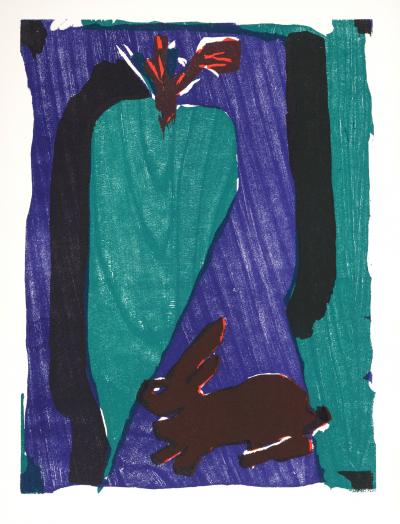 Bernard LORJOU - Le Lapin, 1965 - Gravure sur bois 2