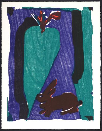 Bernard LORJOU - Le Lapin, 1965 - Gravure sur bois 2
